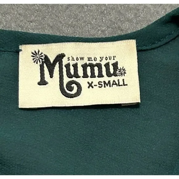 Show Me Your MuMu Emerald Color Rainey Mini Dress Size X-Small Long Sleeve - Picture 12 of 14
